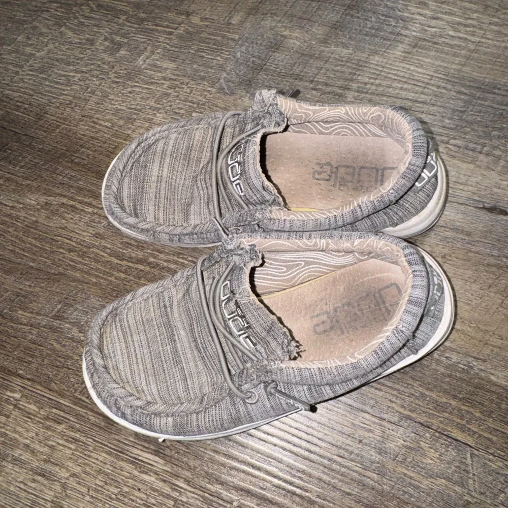 HEYDUDE Wally Toddler Kids Size 10 Linen Stone Gray Slip On Loafers Shoes